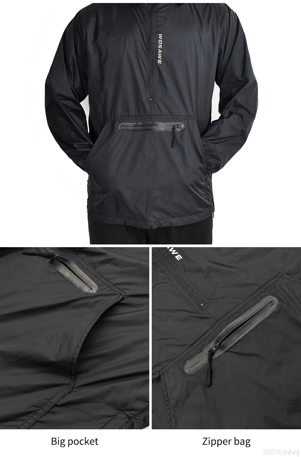 Men's Hooded Fleece Waterproof Cycling Jacket.