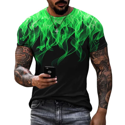 3D Printed T-Shirt Flame Pattern Casual Tee.