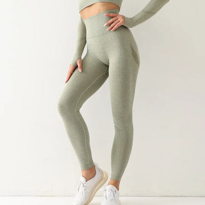 Seamless High Waist Quick Dry Slim Leggings.