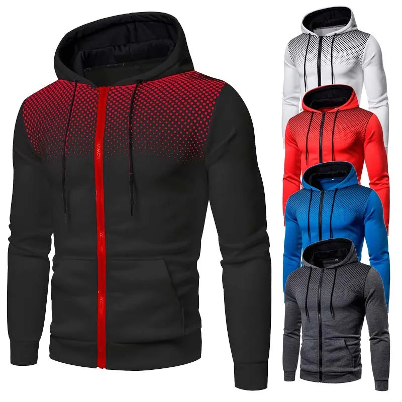 Men's Zip Up Graphic Print Sport Hoodie