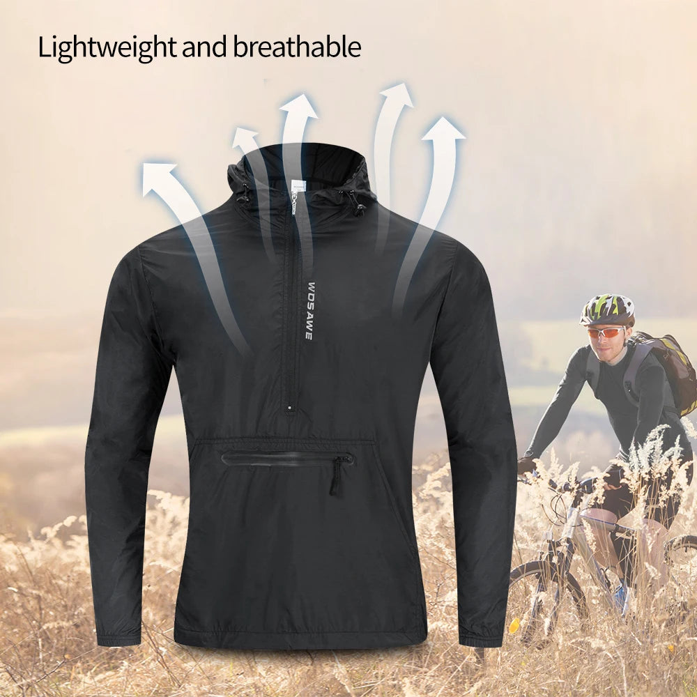 Men's Hooded Fleece Waterproof Cycling Jacket.