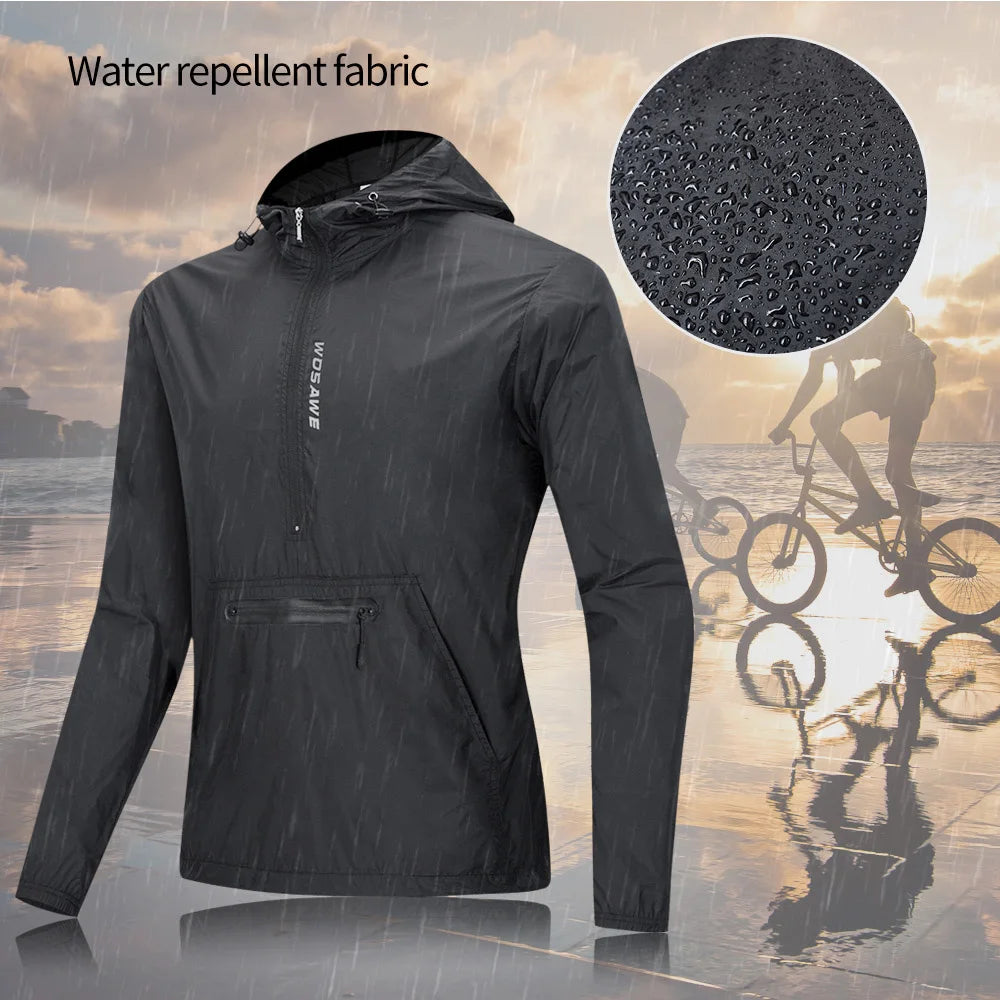 Men's Hooded Fleece Waterproof Cycling Jacket.