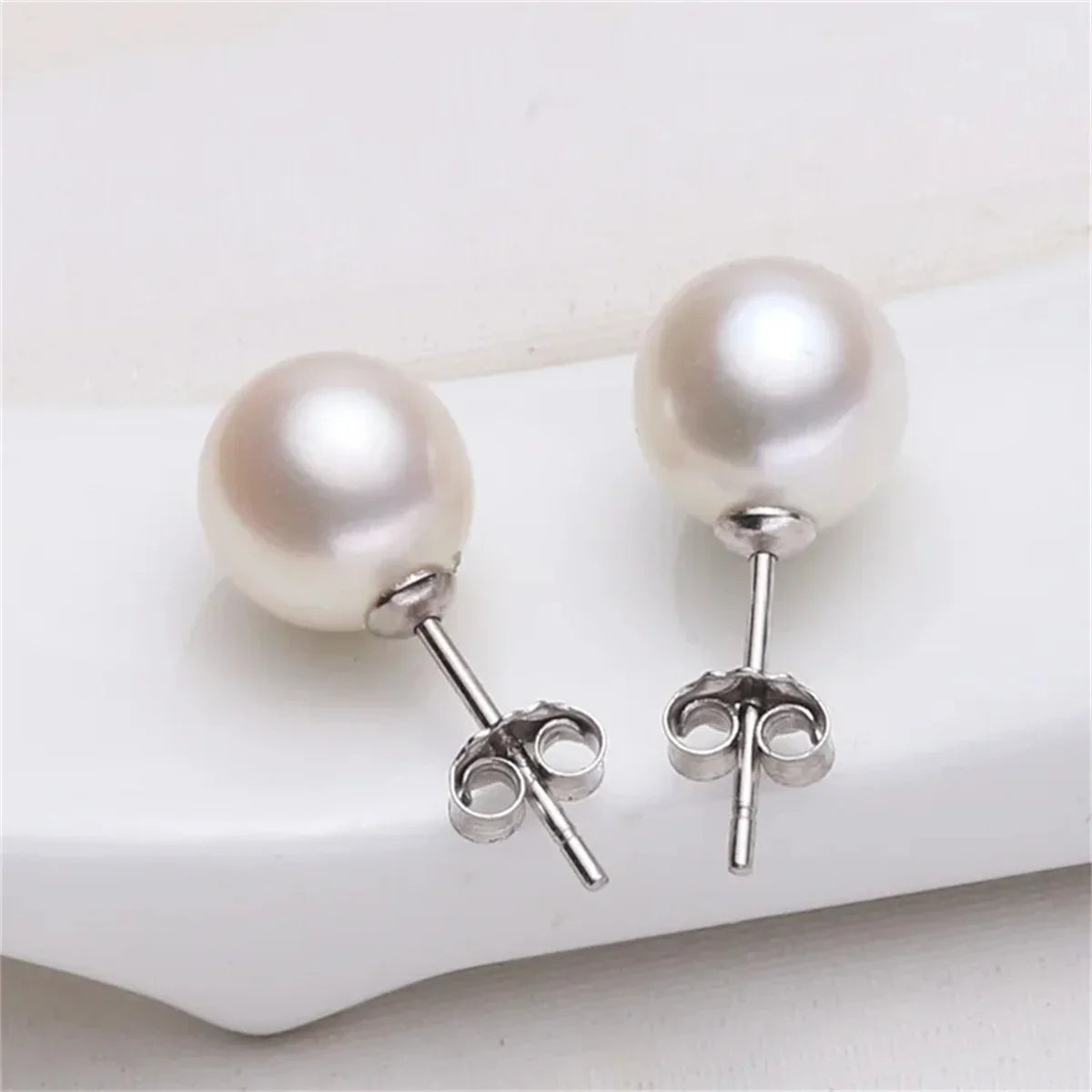 925 Sterling Silver Freshwater Cultured Pearl Ball Stud Earrings