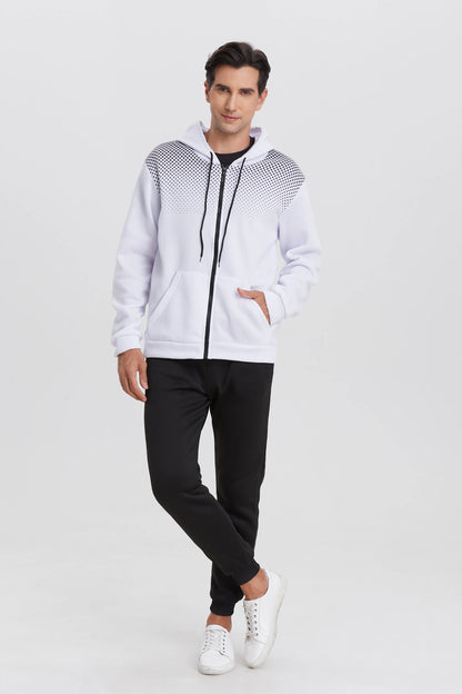 Men's Zip Up Graphic Print Sport Hoodie