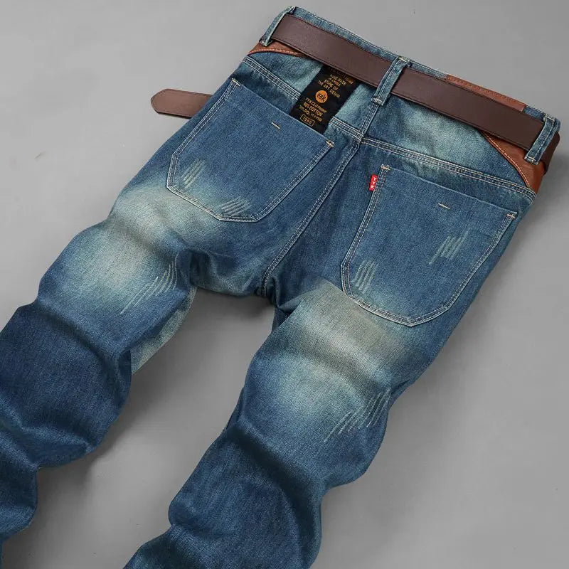 Vintage Loose Casual Men's Jeans Straight Denim Pants.