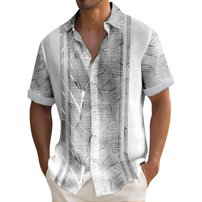 Striped Printed Casual Hawaiian Shirt.