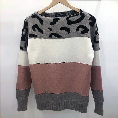 Leopard Women's Sweater Knitted Pullover