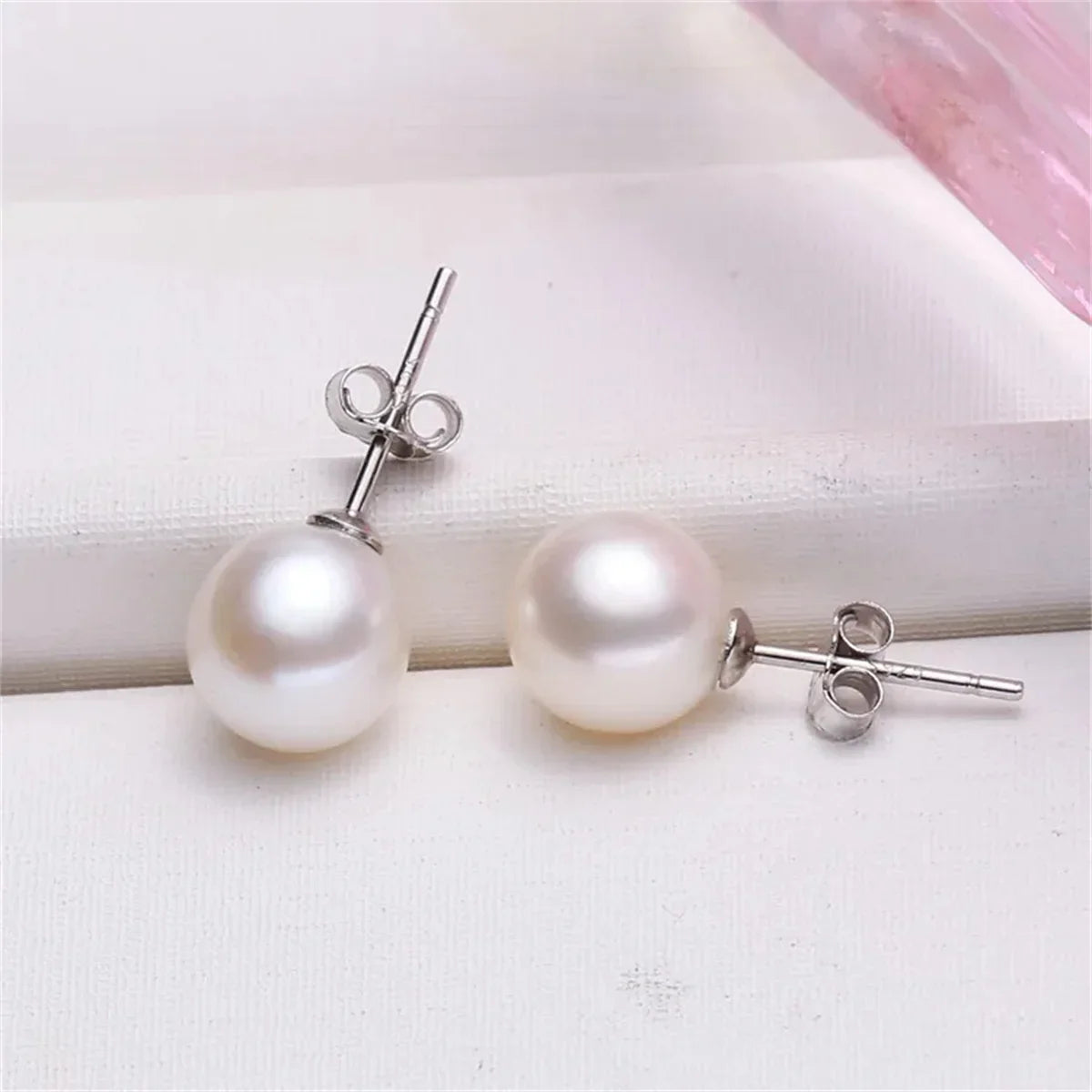 925 Sterling Silver Freshwater Cultured Pearl Ball Stud Earrings