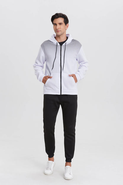 Men's Zip Up Graphic Print Sport Hoodie