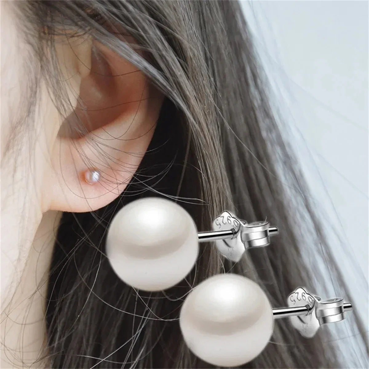 925 Sterling Silver Freshwater Cultured Pearl Ball Stud Earrings