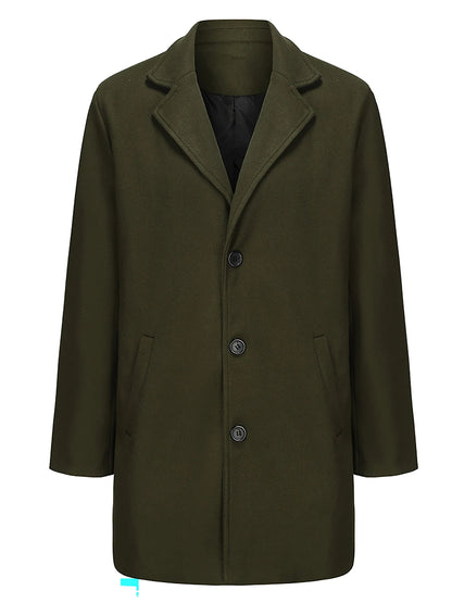 Woolen mid-length coat.