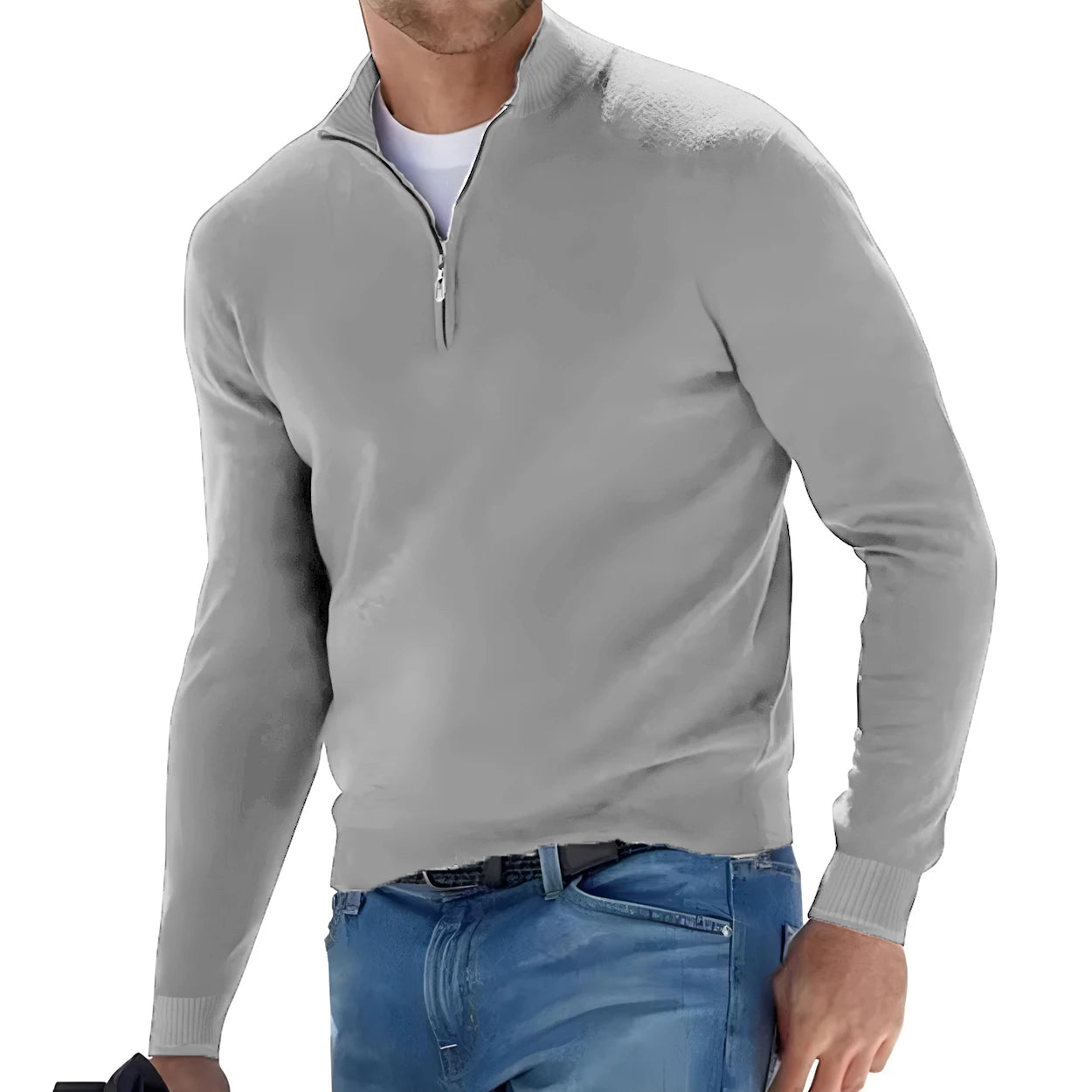 Half Zip Slim Fit V-neck Sweater.