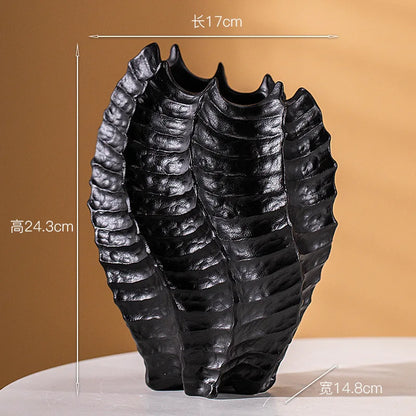 European-style Ceramic Vase - Unique Decorative Ornamental Seashell Vase