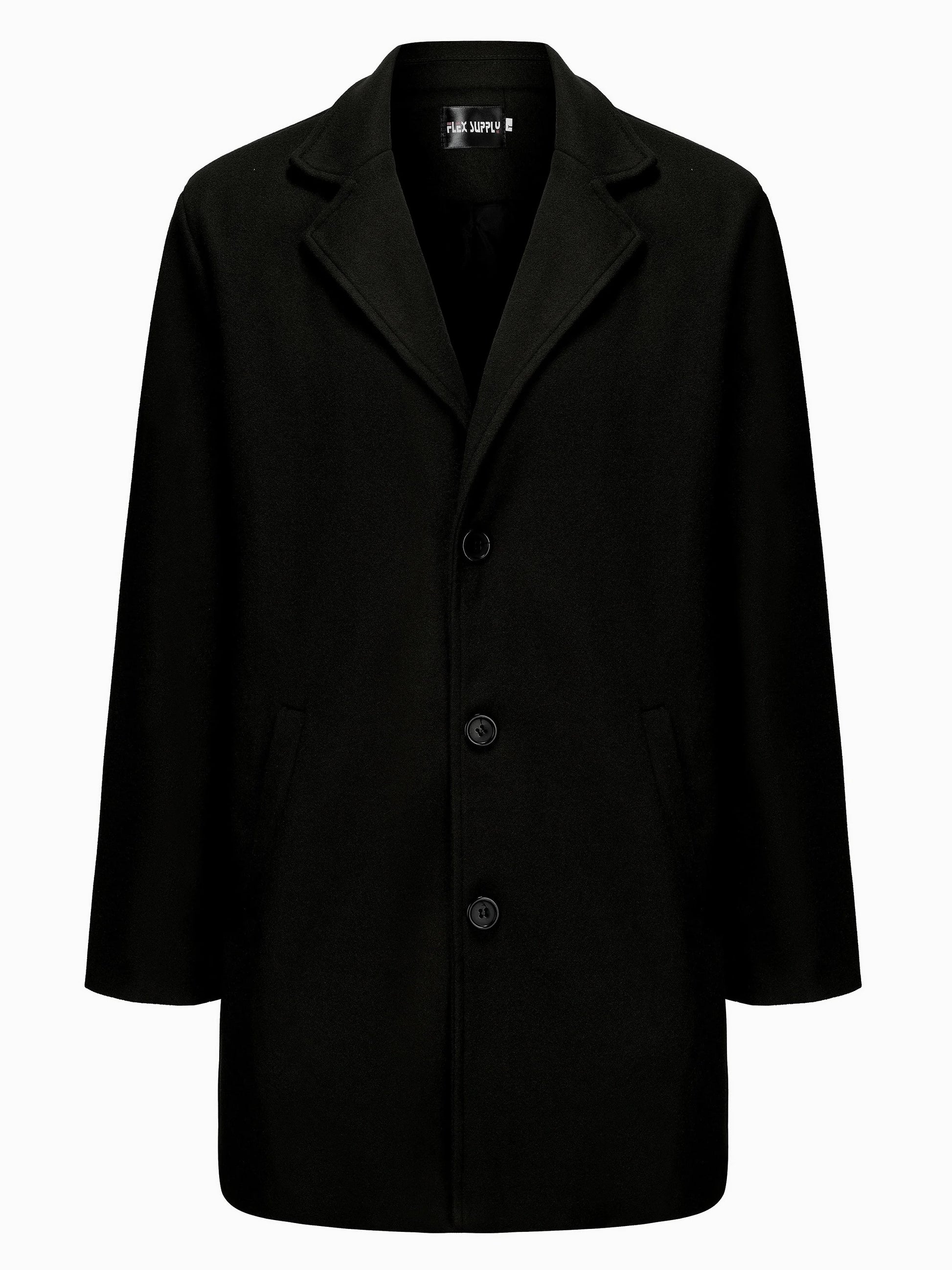 Woolen mid-length coat.