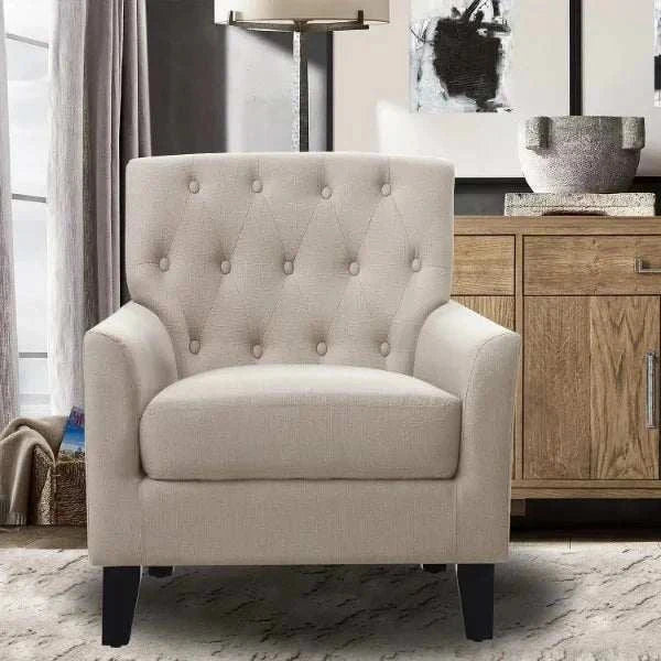 Soft Linen Upholstered Victorian Armchair