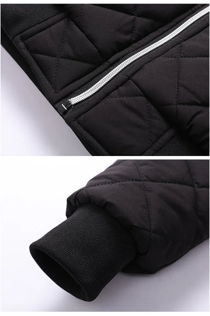 Slim Fit Diamond Pattern Fleece Lined Casual Men's Jacket.