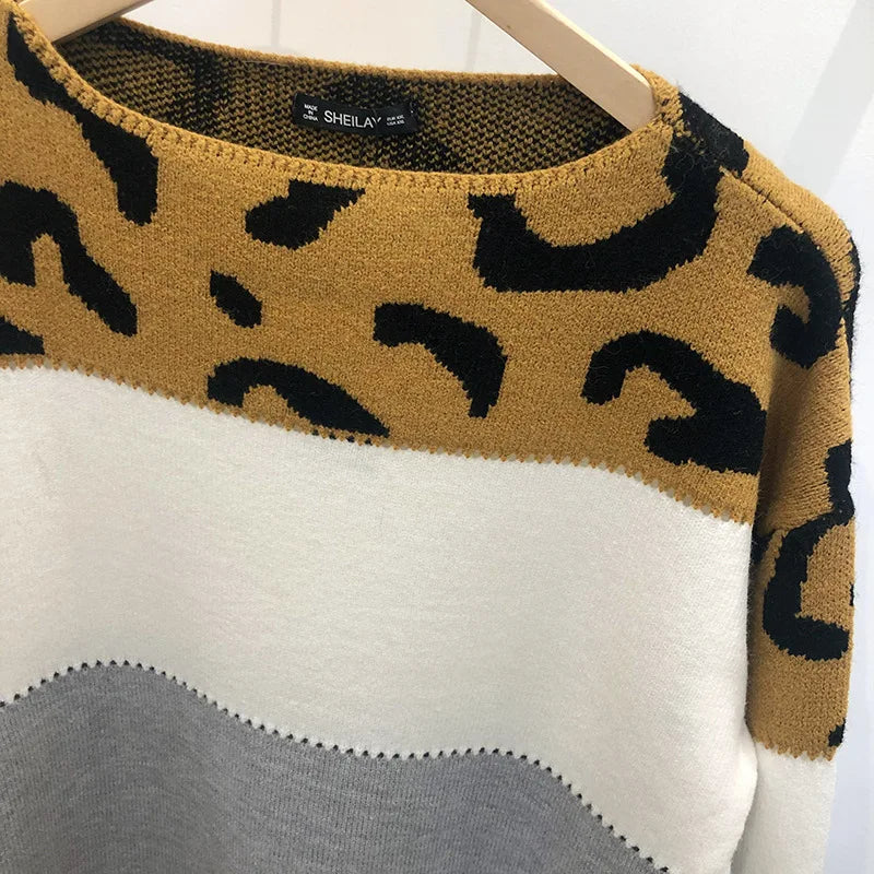 Leopard Women's Sweater Knitted Pullover