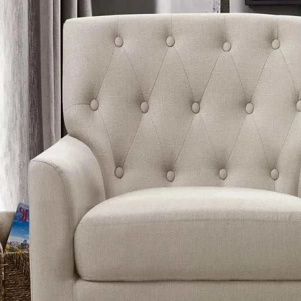 Soft Linen Upholstered Victorian Armchair