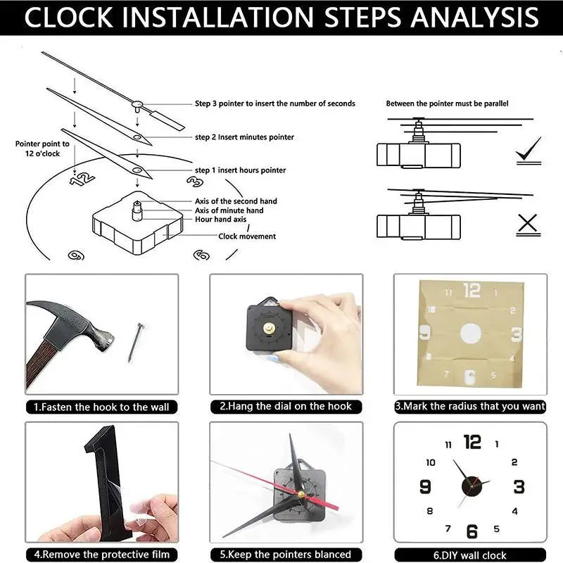 Frameless DIY Wall Clock - Silent Clock Wall Decor