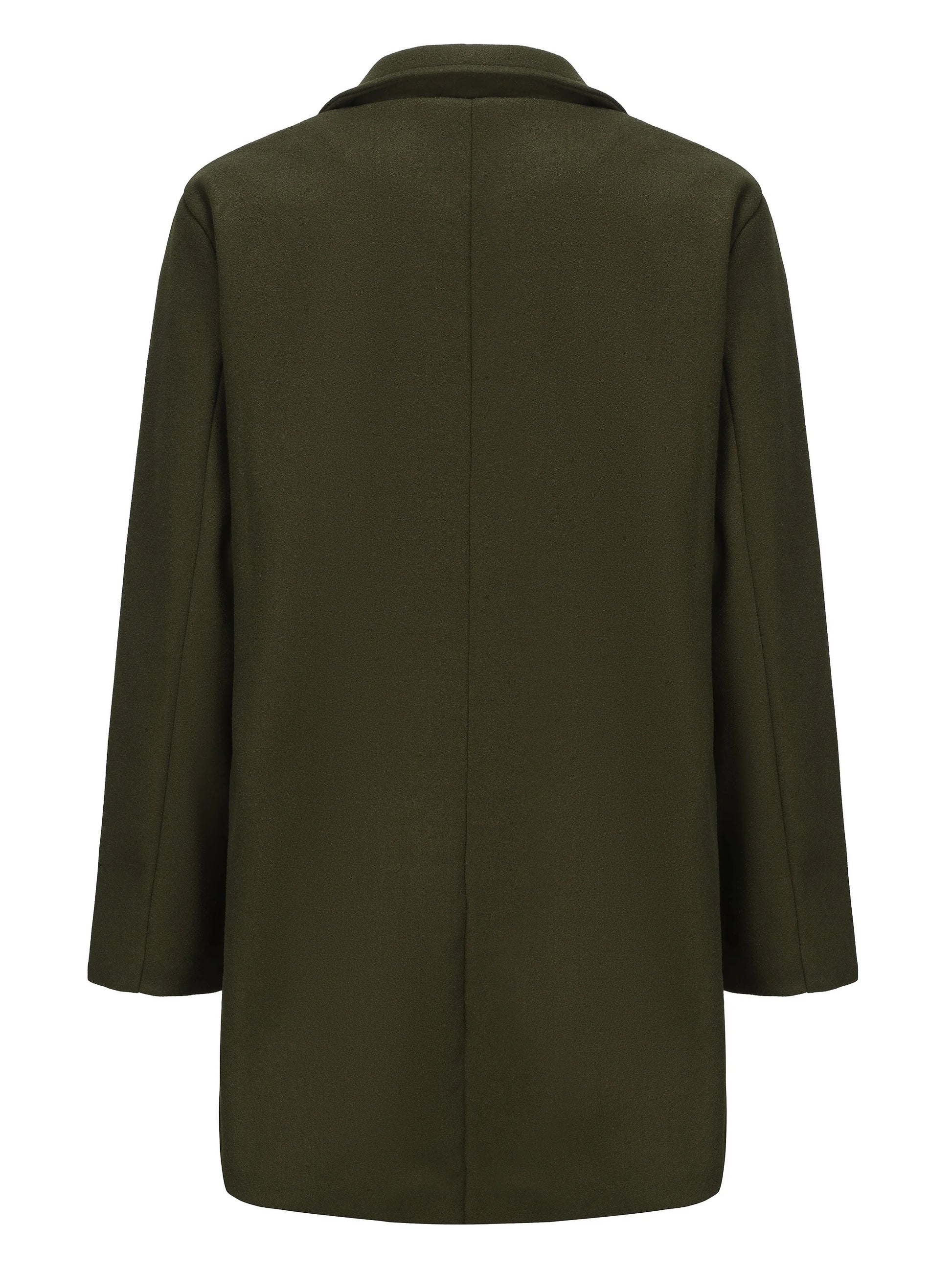 Woolen mid-length coat.