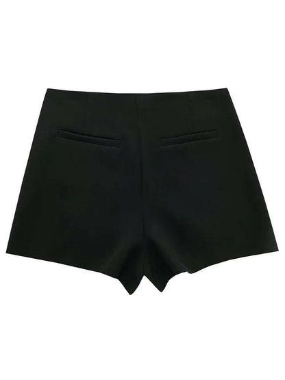 Side Zipper High Waist Skirt Shorts.