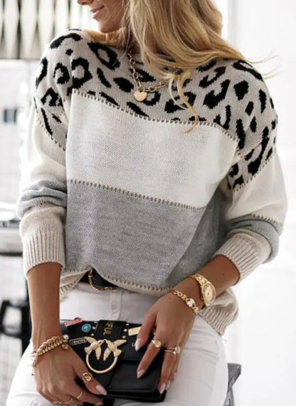 Leopard Women's Sweater Knitted Pullover