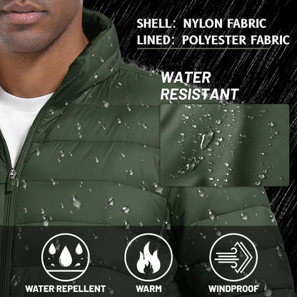 Lightweight Quilted Down Insulated Water Resistant Puffer Jacket