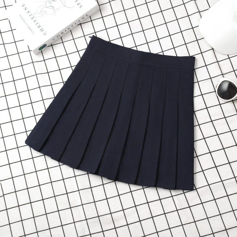 pleated mini skirt