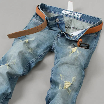 Vintage Loose Casual Men's Jeans Straight Denim Pants.