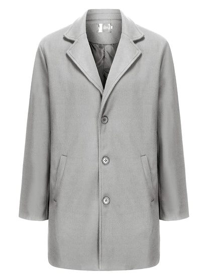 Woolen mid-length coat.