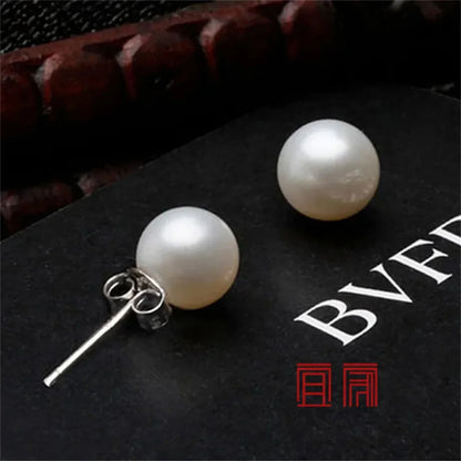 925 Sterling Silver Freshwater Cultured Pearl Ball Stud Earrings