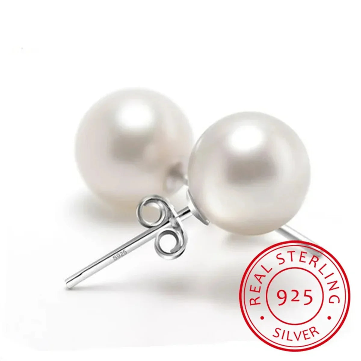 925 Sterling Silver Freshwater Cultured Pearl Ball Stud Earrings