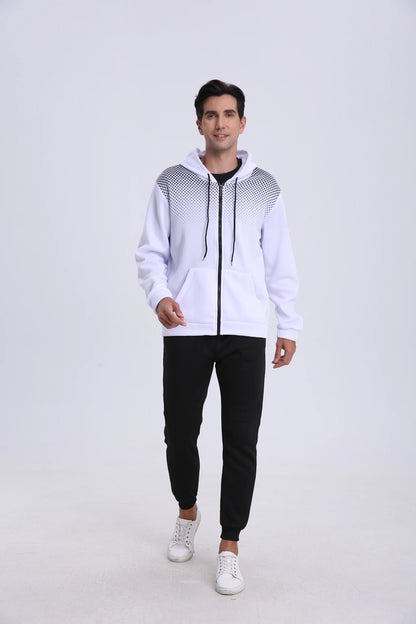 Men's Zip Up Graphic Print Sport Hoodie