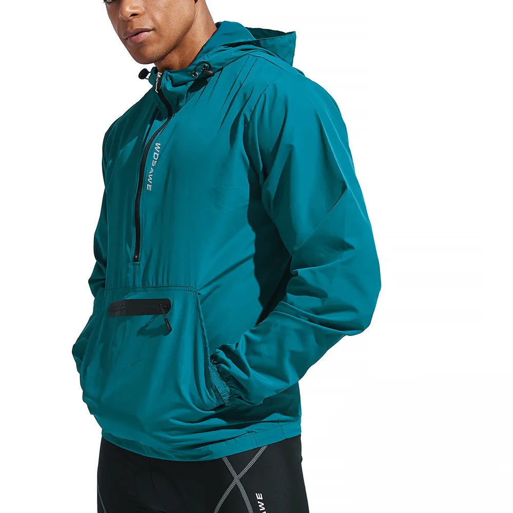 Men's Hooded Fleece Waterproof Cycling Jacket.