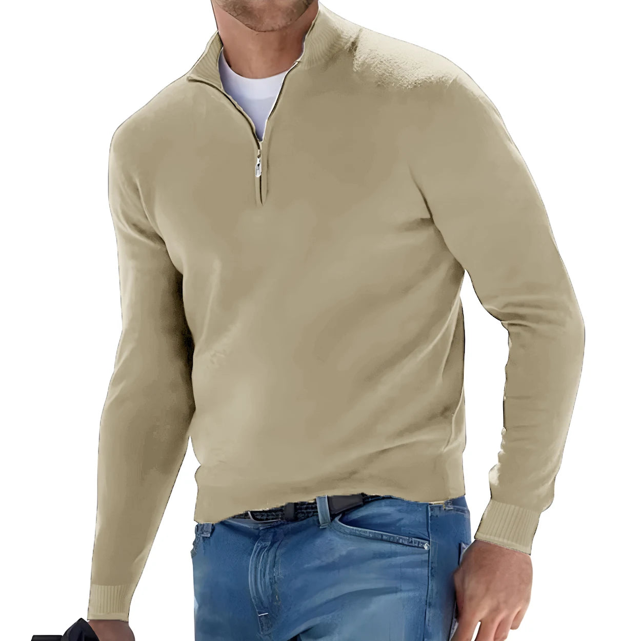 Half Zip Slim Fit V-neck Sweater.