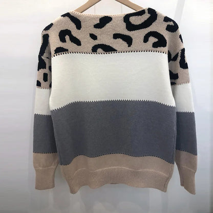 Leopard Women's Sweater Knitted Pullover