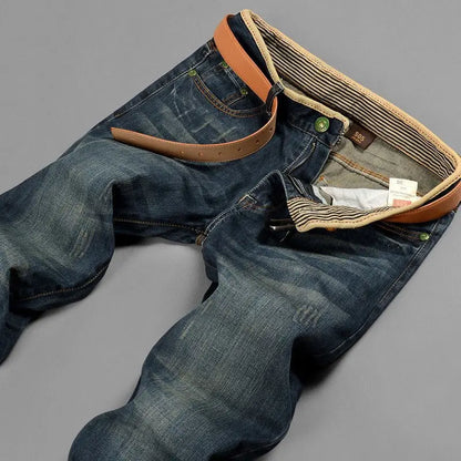 Vintage Loose Casual Men's Jeans Straight Denim Pants.