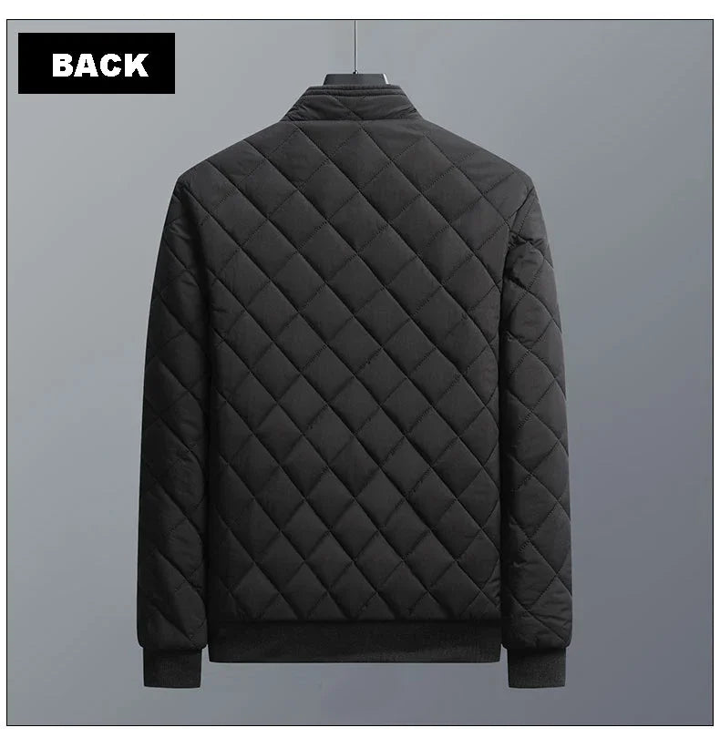 Slim Fit Diamond Pattern Fleece Lined Casual Men's Jacket.