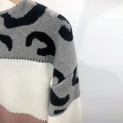 Leopard Women's Sweater Knitted Pullover