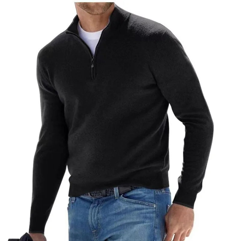 Half Zip Slim Fit V-neck Sweater.