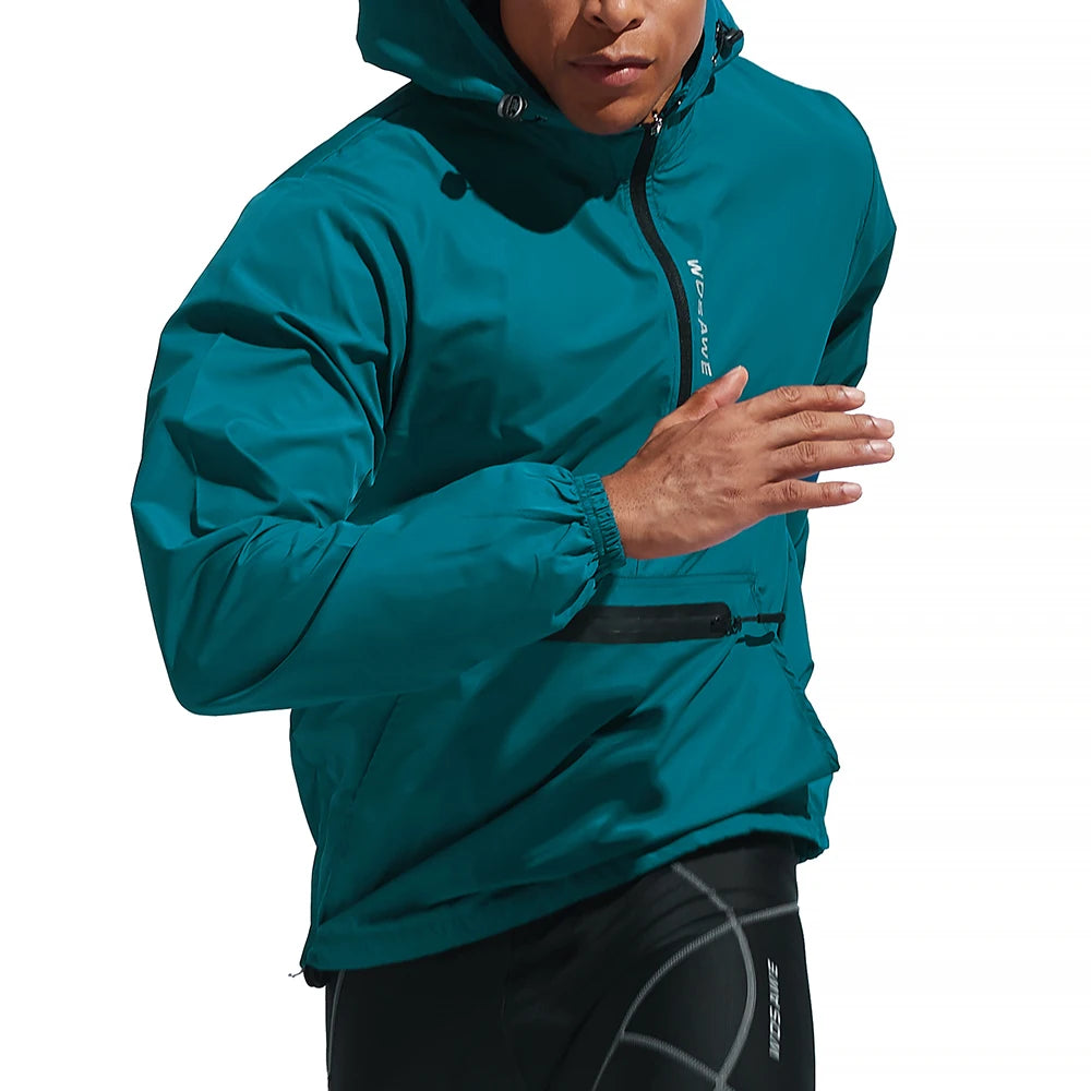 Men's Hooded Fleece Waterproof Cycling Jacket.