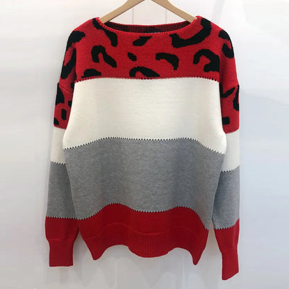 Leopard Women's Sweater Knitted Pullover