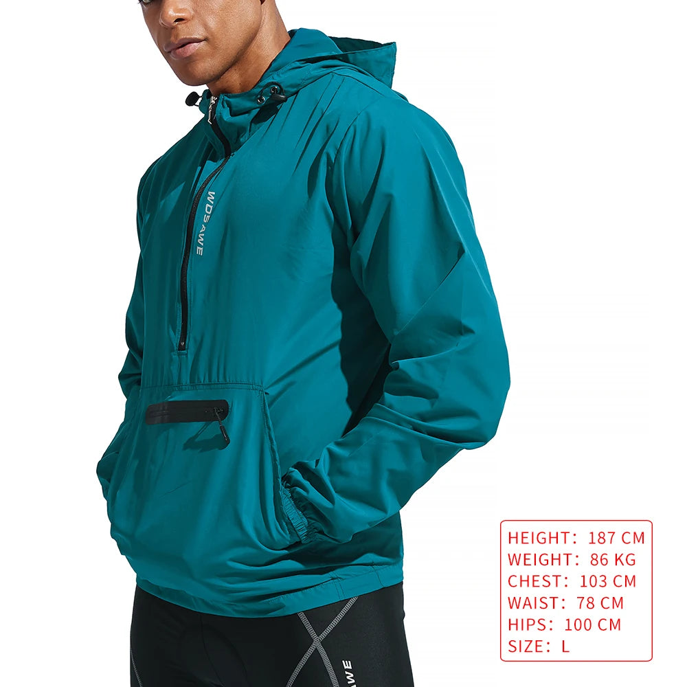 Men's Hooded Fleece Waterproof Cycling Jacket.