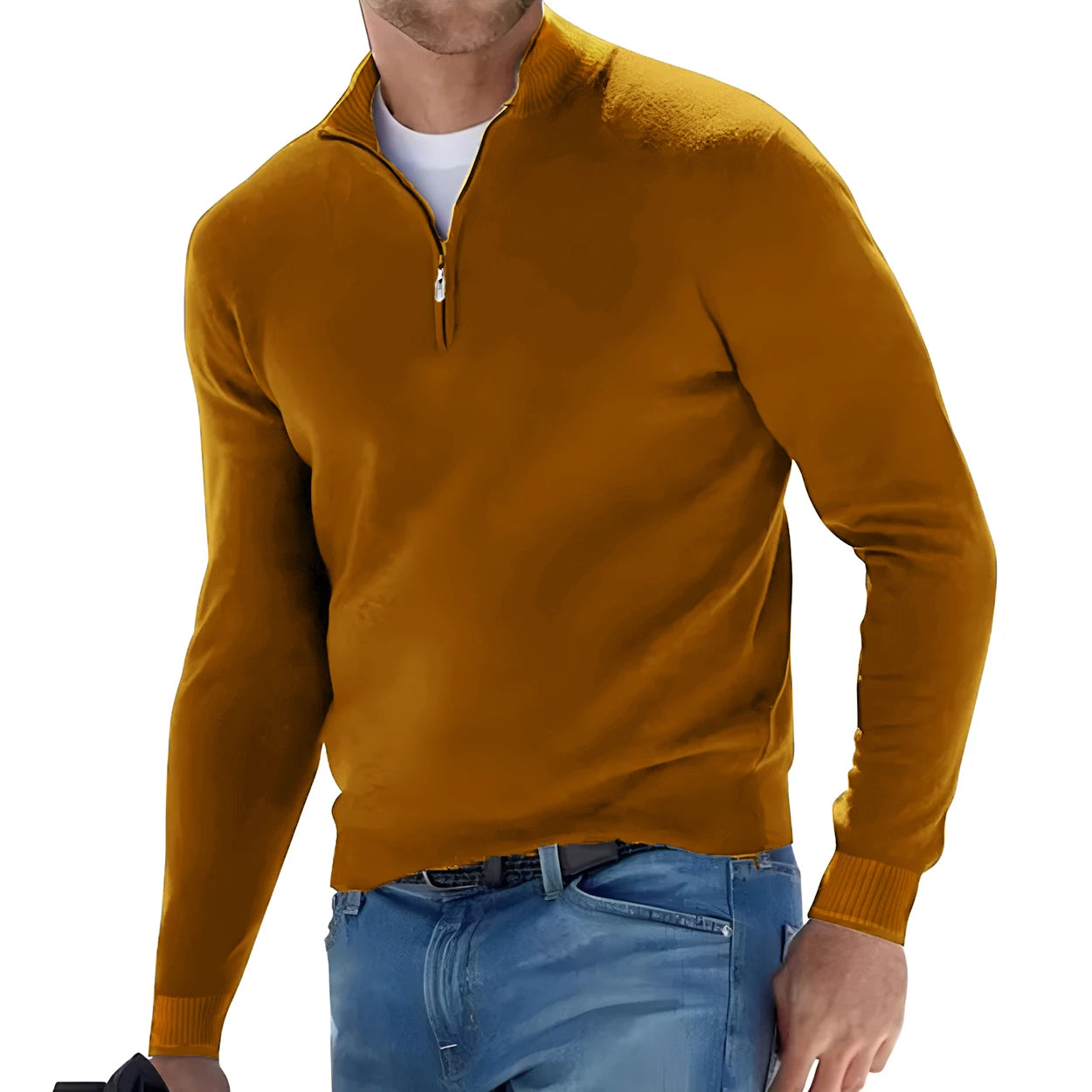 Half Zip Slim Fit V-neck Sweater.