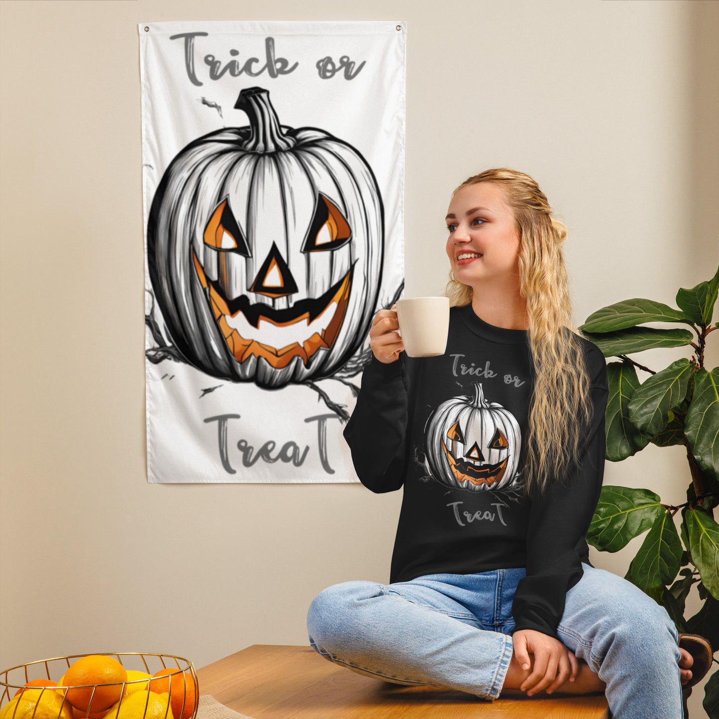 Halloween trick or treat sweatshirt, happy halloween.